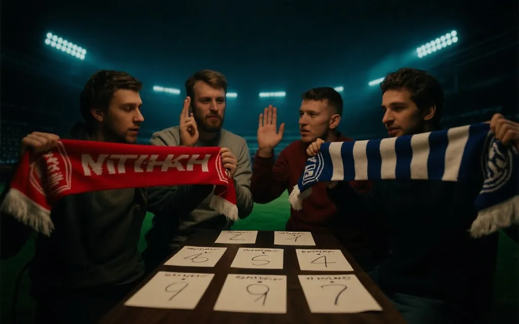 观赛聚会开球前集体仪式：举围巾倒数、灯光变暗、应援卡与预测墙